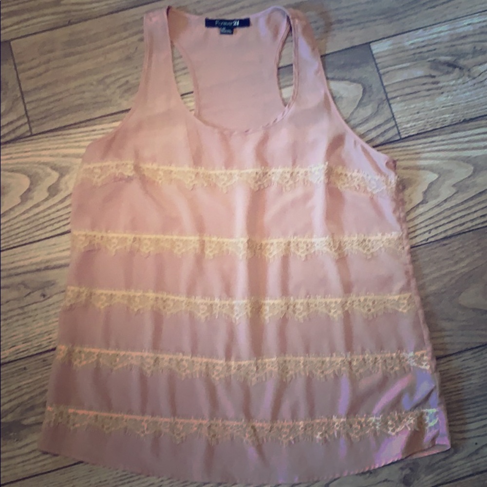 Forever 21 Rose Tank with Lace Detail